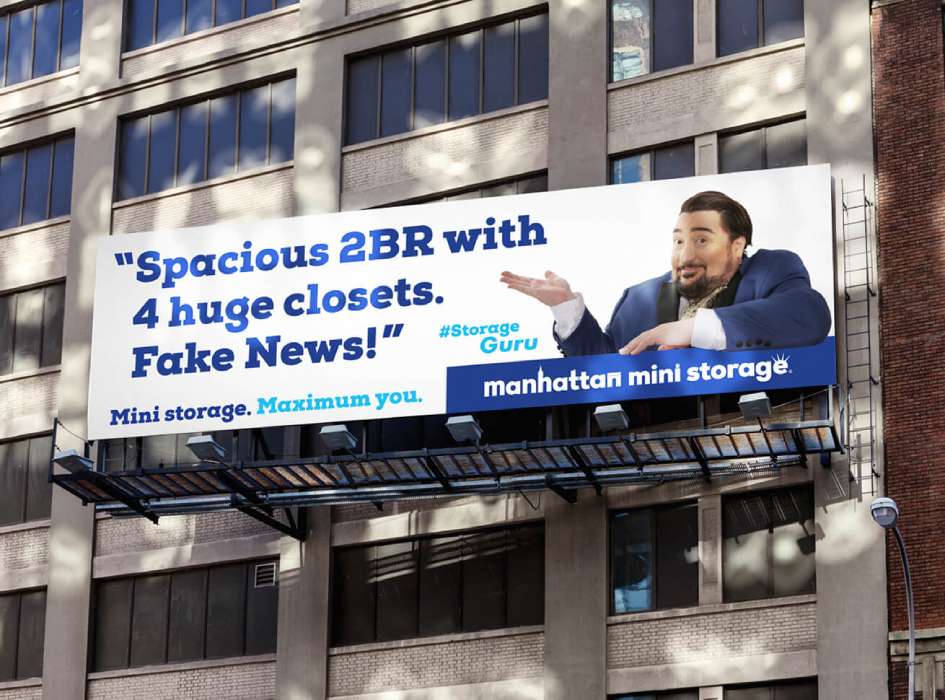 Manhattan Mini Storage Billboard Fake News